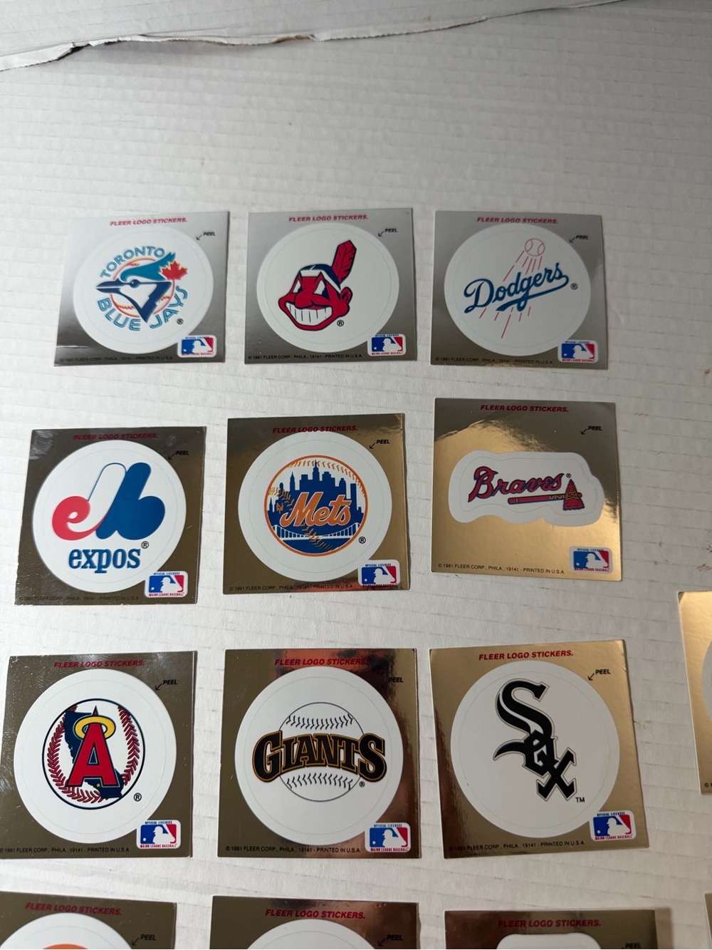 1991 Fleer Team Logo Stickers LOT OF 18 MLB Baseball